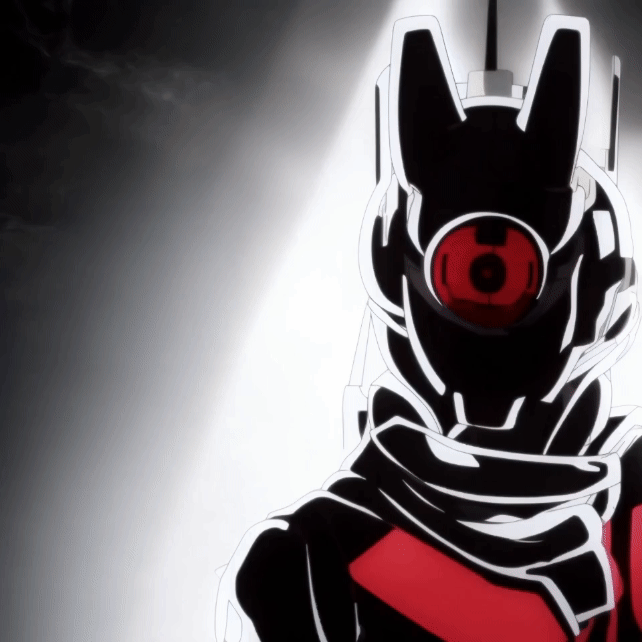Anime transformation en dessin robotis noir avec un rond rouge au milieu seed6063870131892777