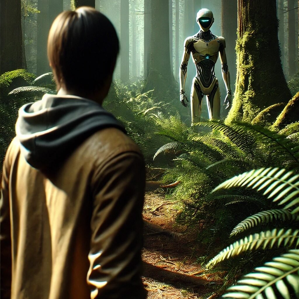un-homme-rencontre-un-extraterrestre-dans-la-foret